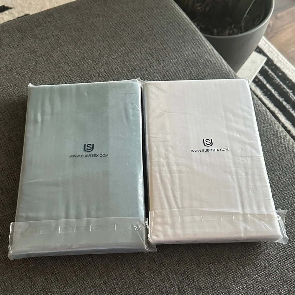 NEW SUBRTEX Luxury Cotton Pillowcase Set for Hair and Skin - Tencel Shams 2-Pack